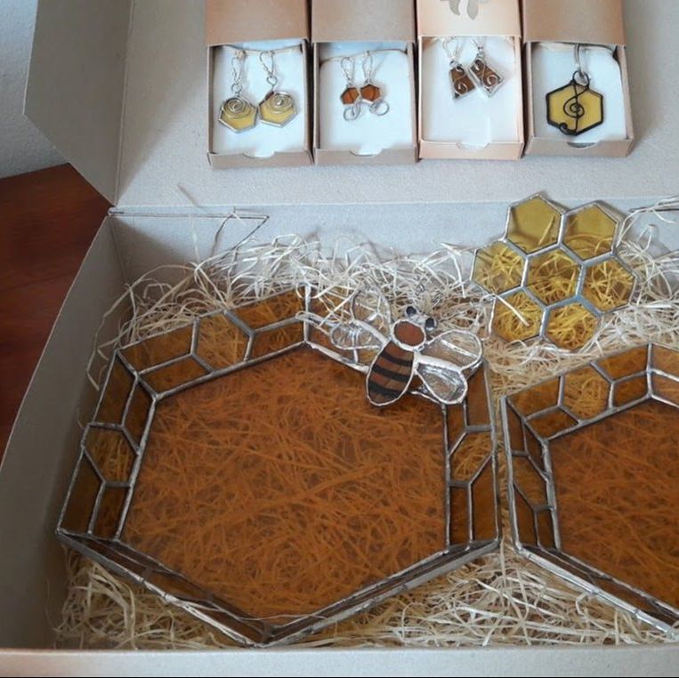 Medena kolekcija steklenih izdelkov darila za čebelarje